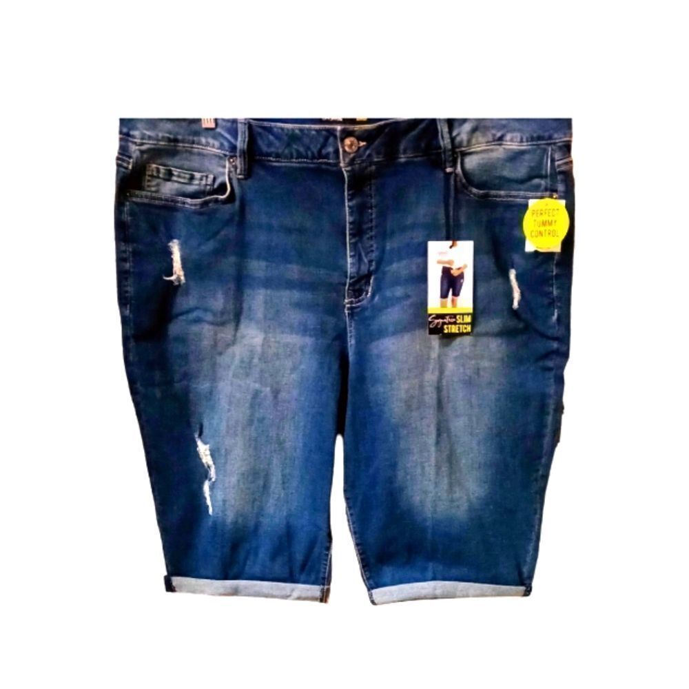 NEW ROYALTY For Me Plus Size Signature Slim Stretch Bermuda Shorts